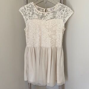 Cream Floral Lace Girls Dress